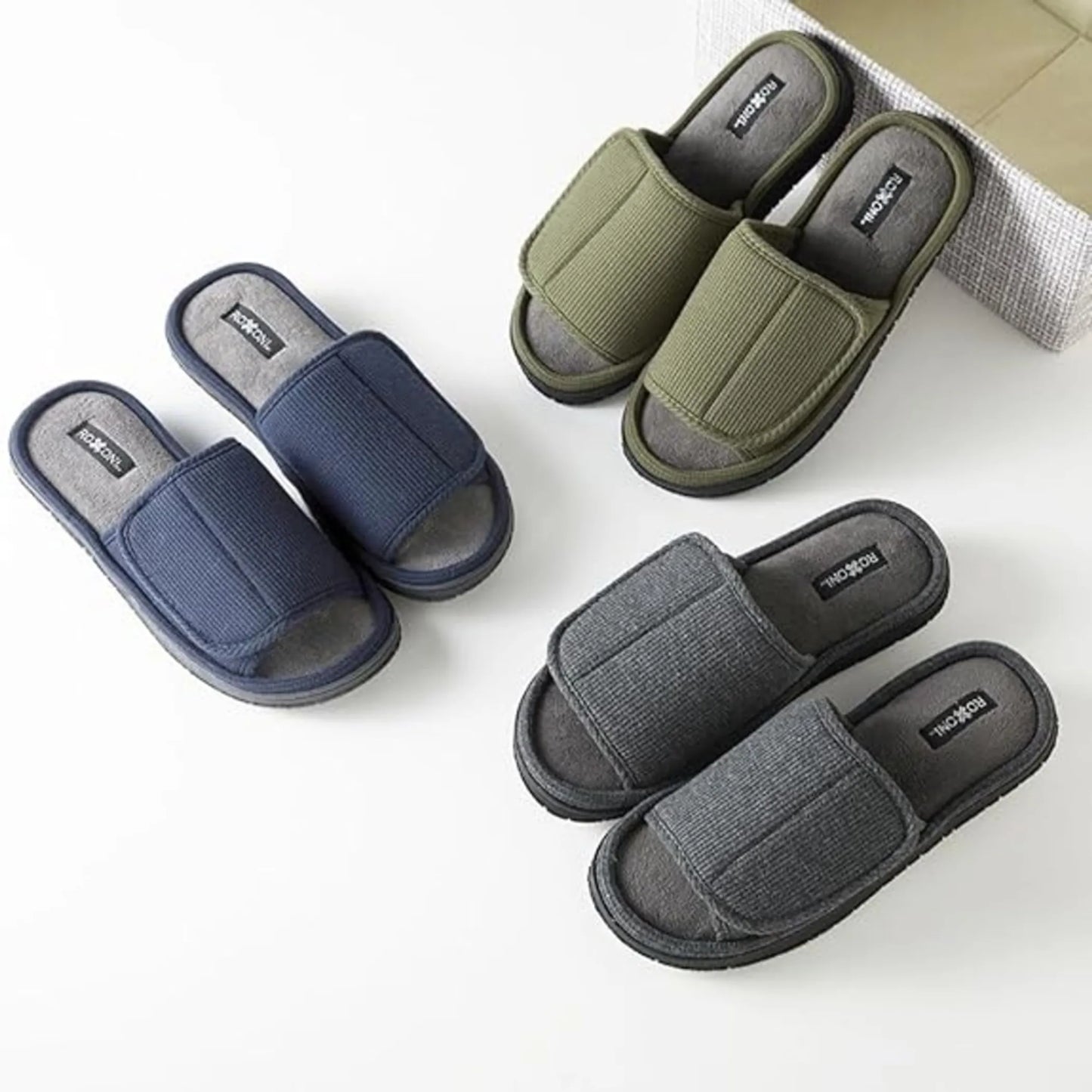 Men's Adjustable Slide Slippers Indoor/Outdoor Memory Foam for Maximum Comfort