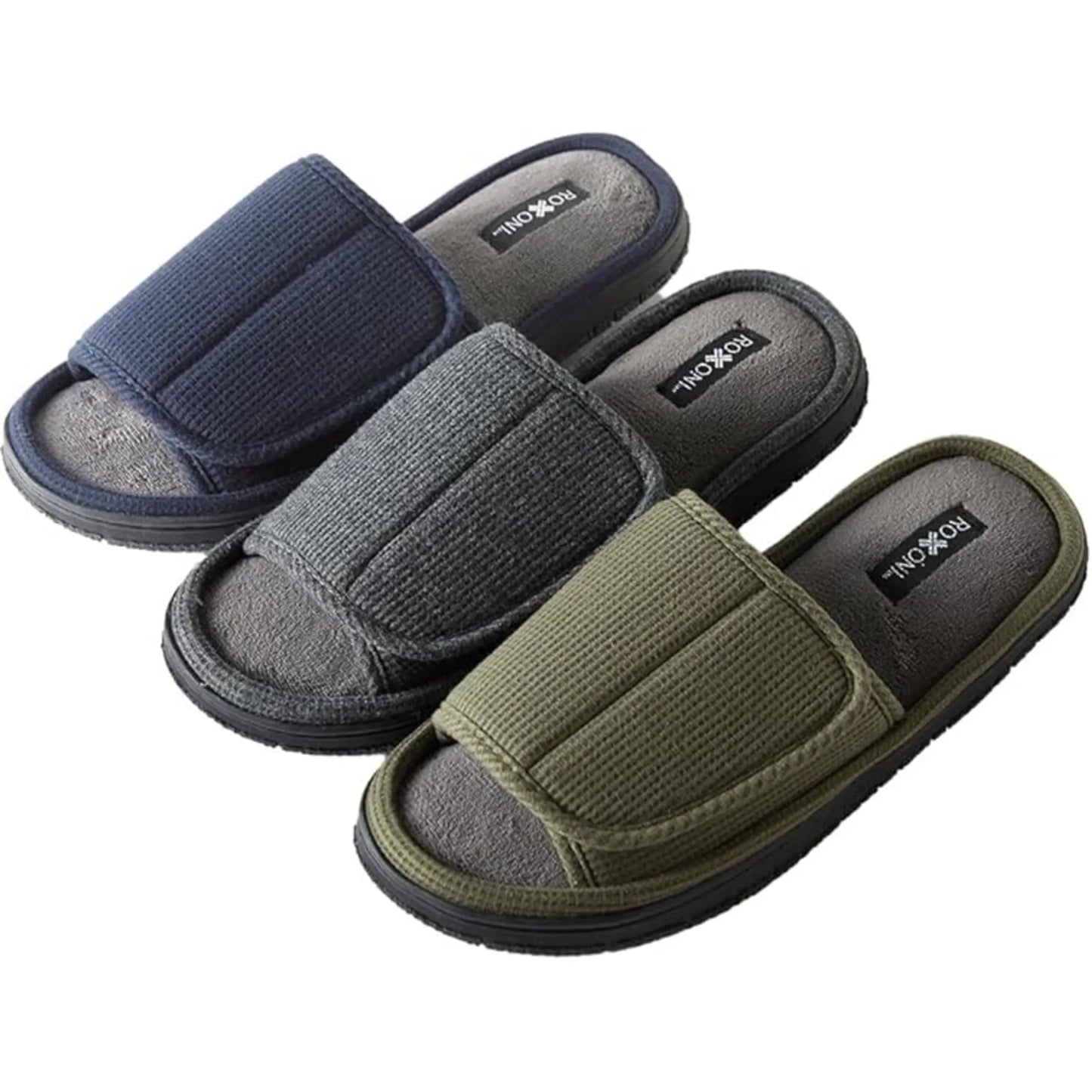 Men's Adjustable Slide Slippers Indoor/Outdoor Memory Foam for Maximum Comfort