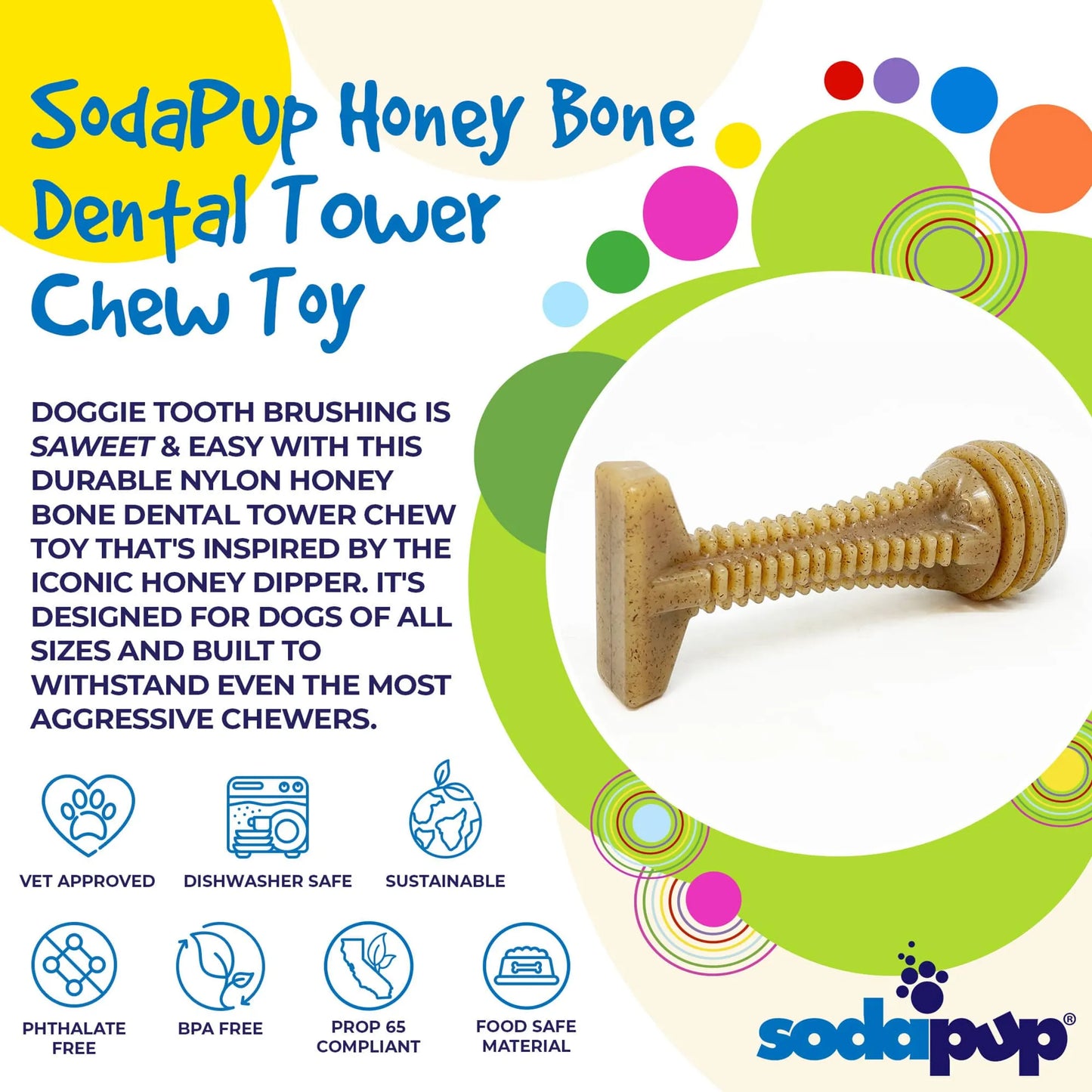 SP Honey Bone Dental Tower Ultra Durable Nylon Dog Chew Toy for Aggressive Chewers