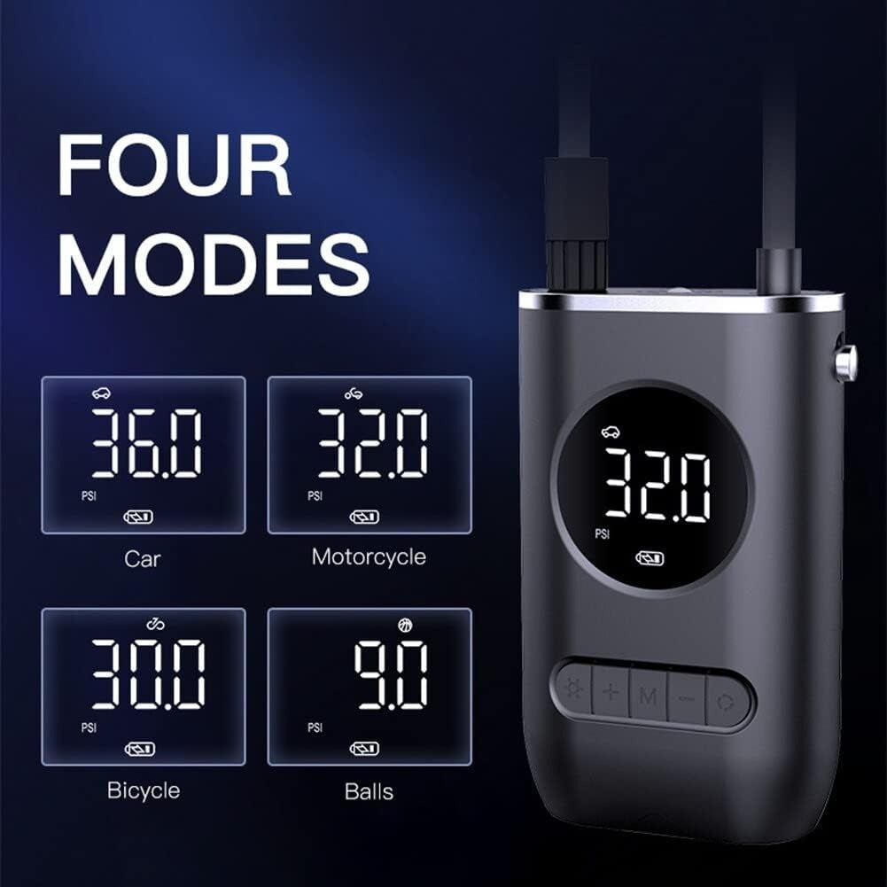 Tire Inflator Portable Air Compressor,Portable Electric Inflator 150PSI Cordless Electric Ball Inflator Rechargeable Bicycle Air Inflator With Digital LED Display