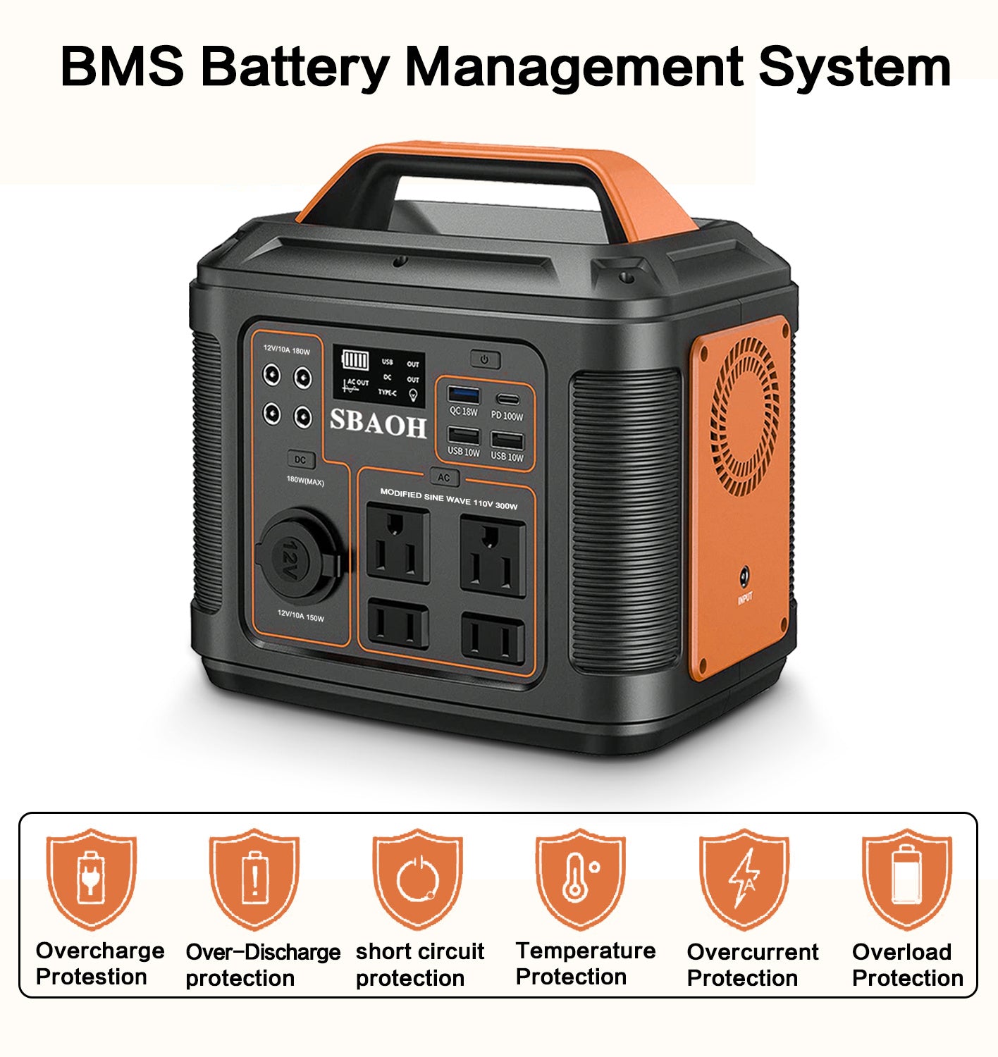 US Plug Portable Power Station P302,300W 296Wh Backup Lithium Battery,Solar Generator For Home And Outdoor Emergency Power Supply,Solar Panel Is Not Included