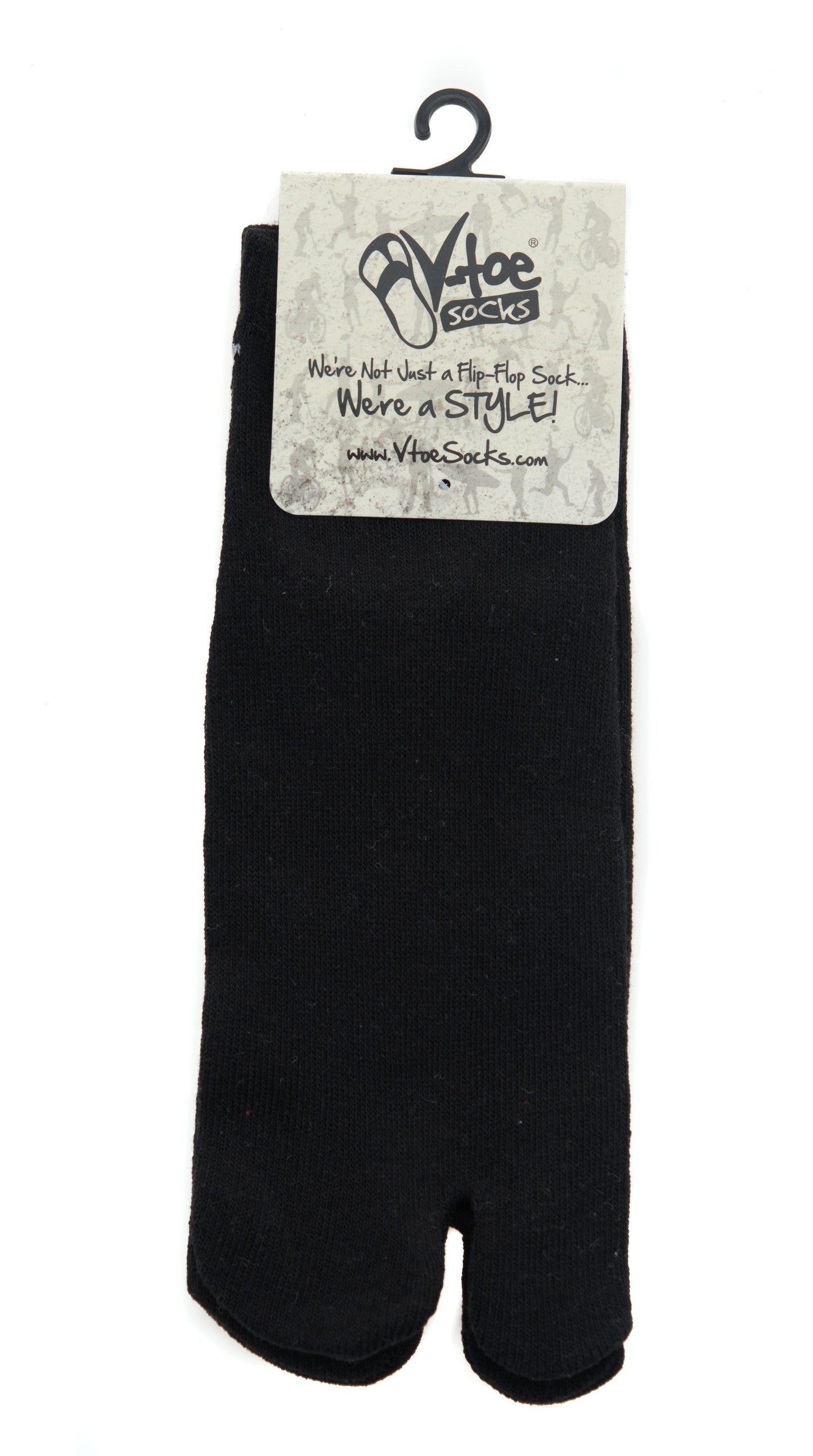 Black Ankle Casual V-Toe Flip-Flop Tabi Big Toe Socks by V-Toe Socks, Inc