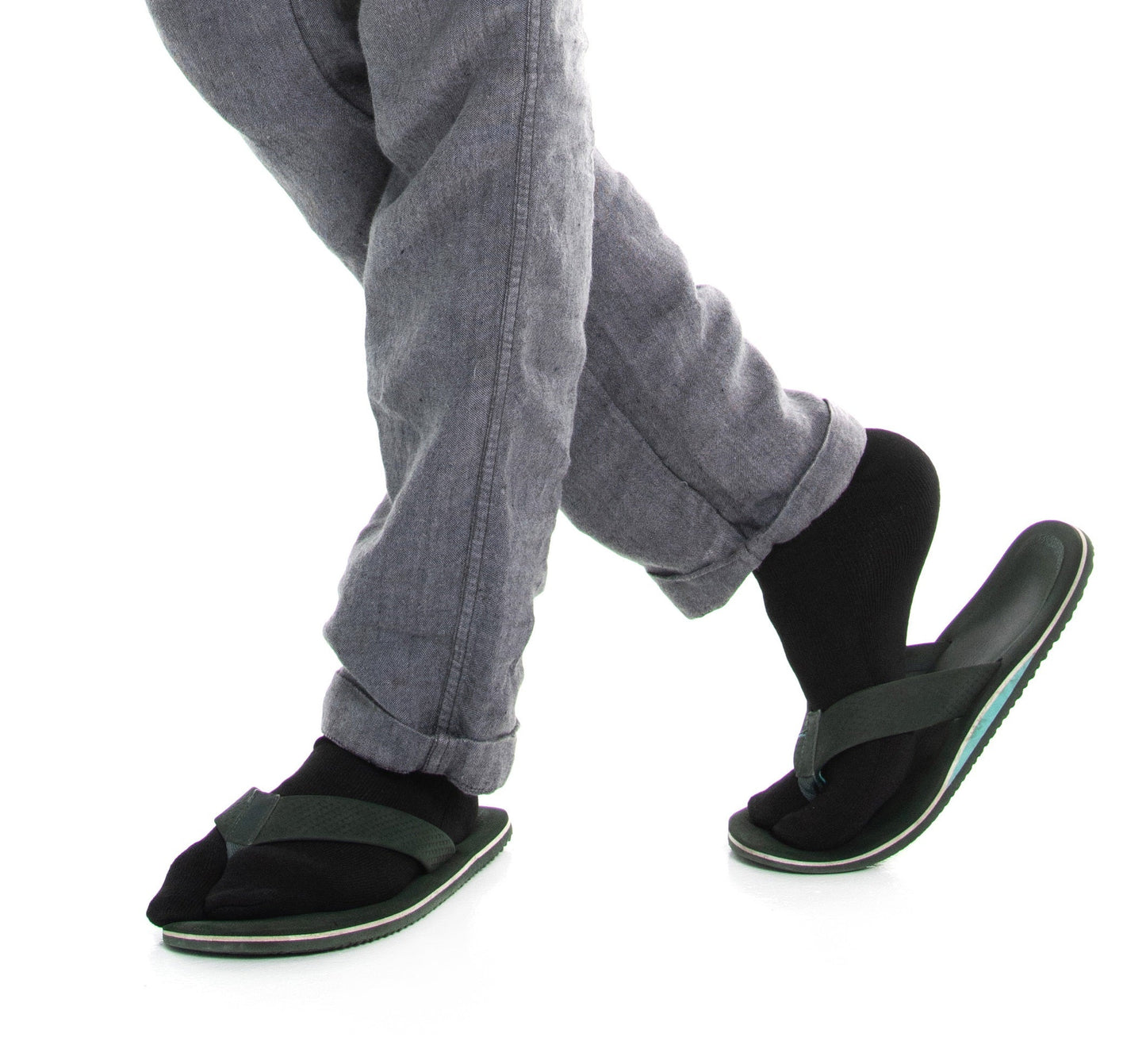 V-Toe Flip-Flop Socks Brand 3 Pairs Thicker Mini Crew - Black Solids by V-Toe Socks, Inc