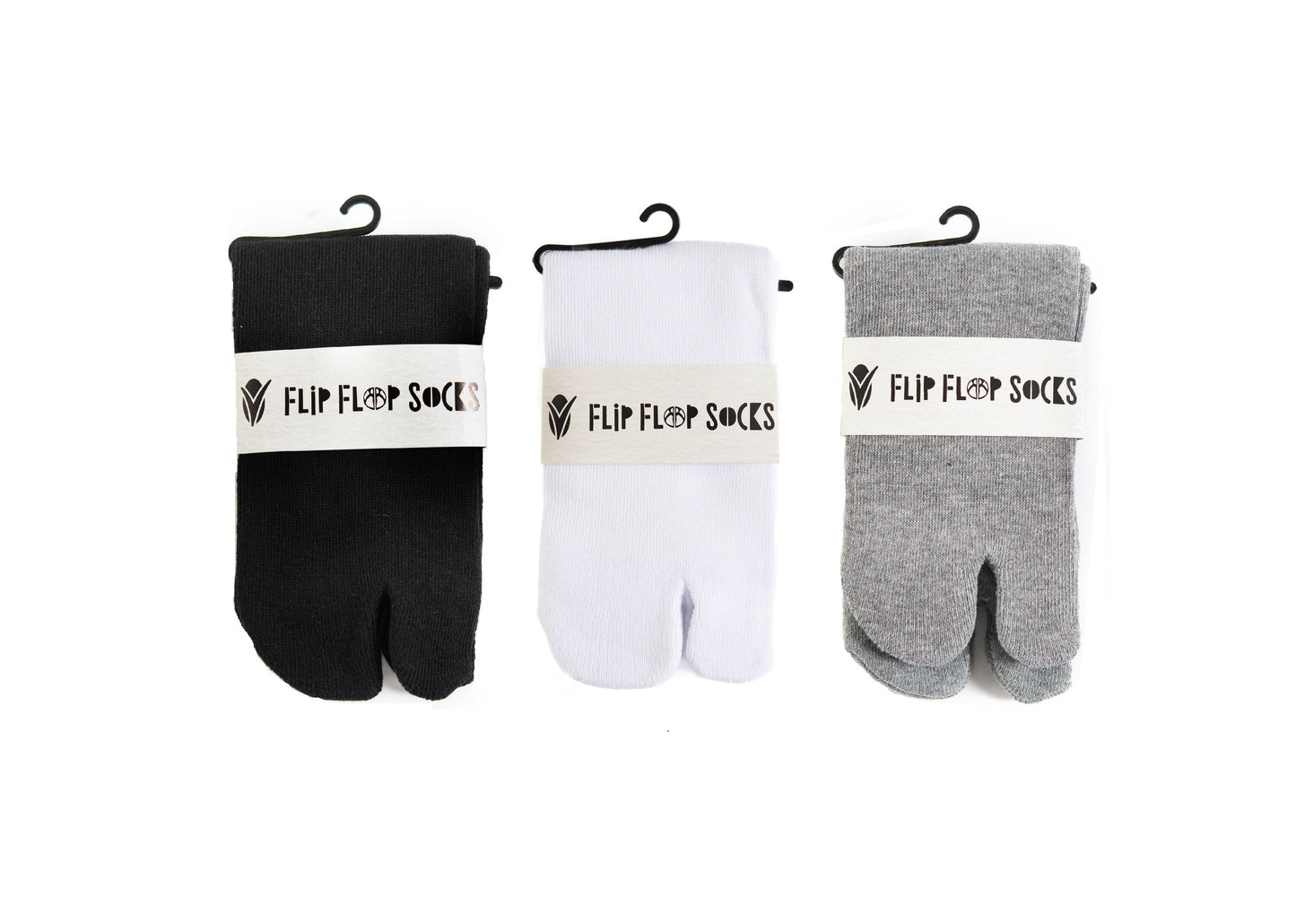 V-Toe Flip-Flop Socks Brand 3 Pairs Thicker Mini Crew - Black, White, Grey Solids by V-Toe Socks, Inc