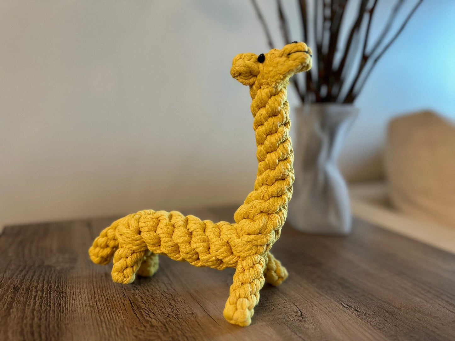 Joy the Giraffe Rope Toy by Knotty Pawz