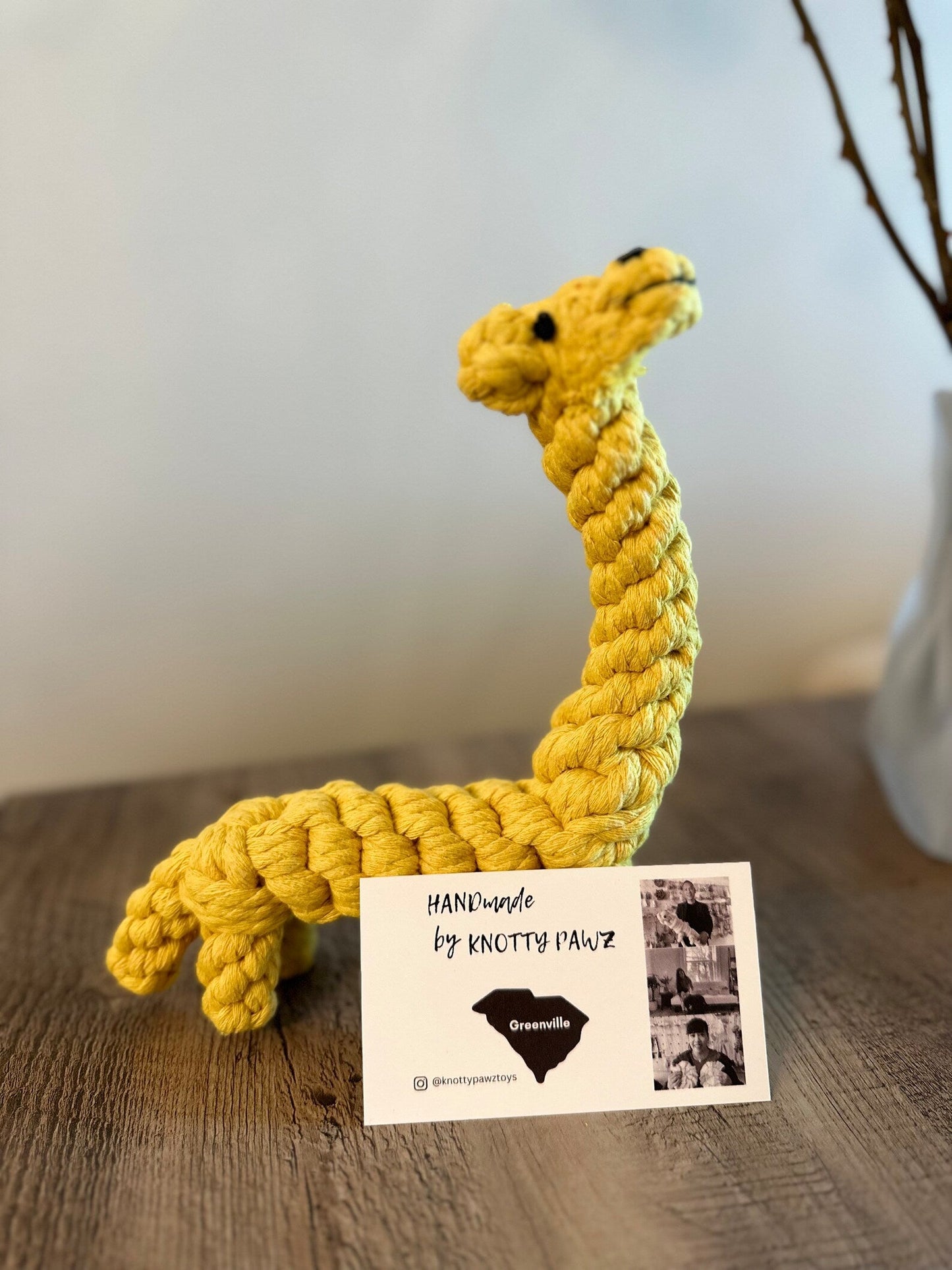 Joy the Giraffe Rope Toy by Knotty Pawz