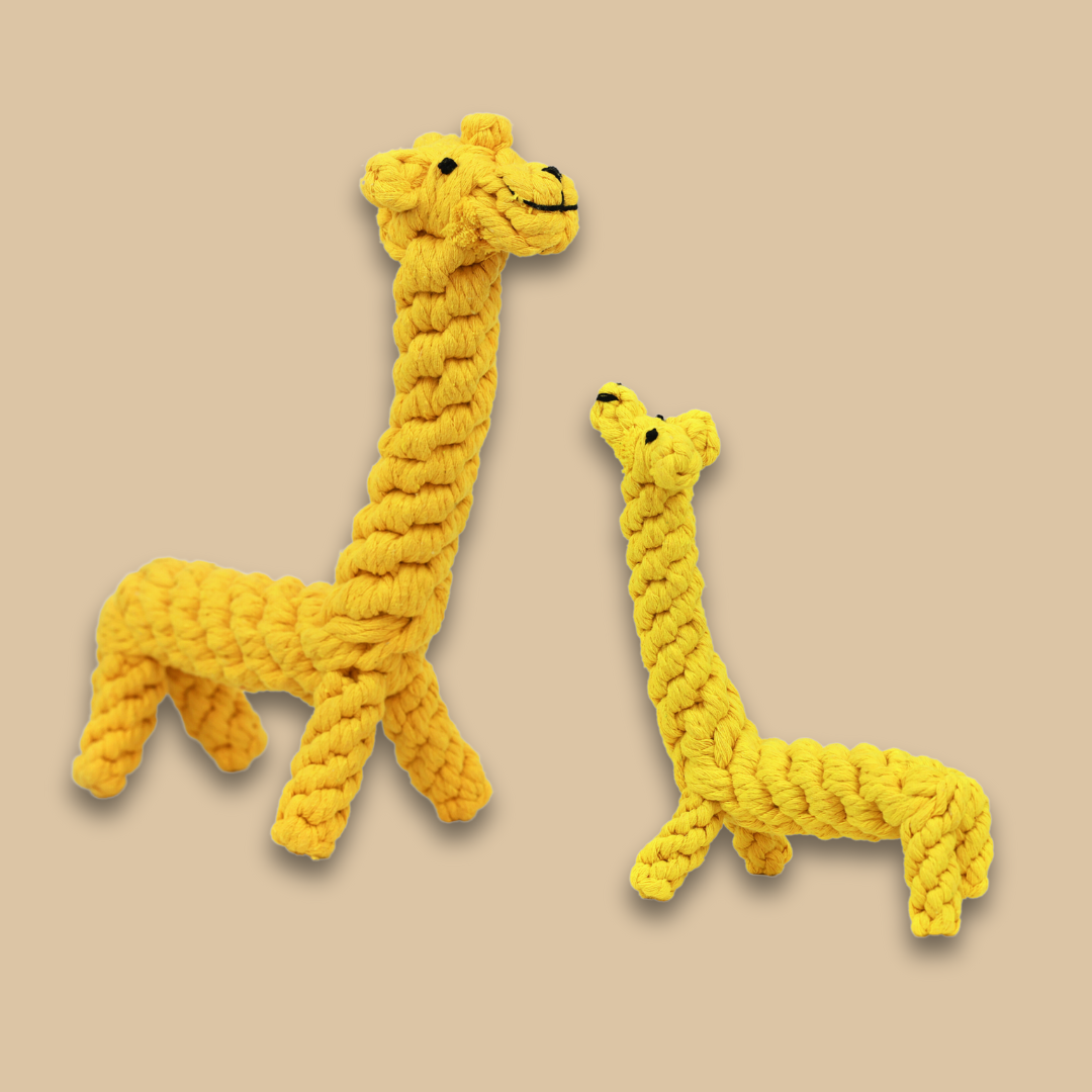 Joy the Giraffe Rope Toy by Knotty Pawz