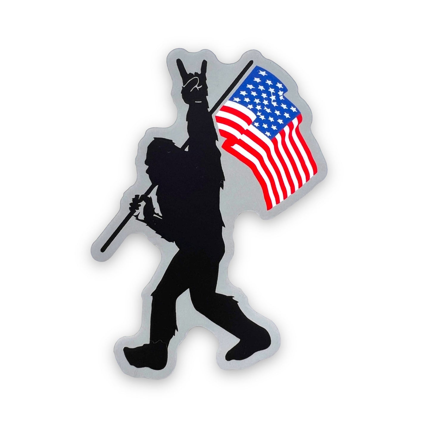 Bigfoot Carrying Flag Sticker by 208 Tees