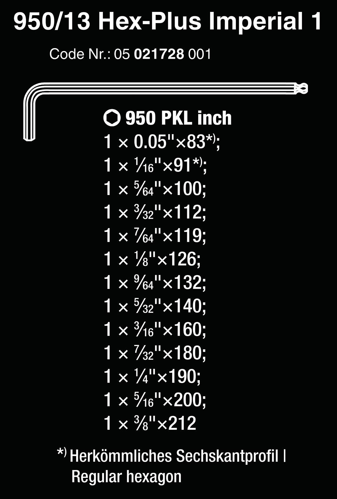 Wera Sae Blacklaser L-key Hex-plus Set (13 Piece Set)