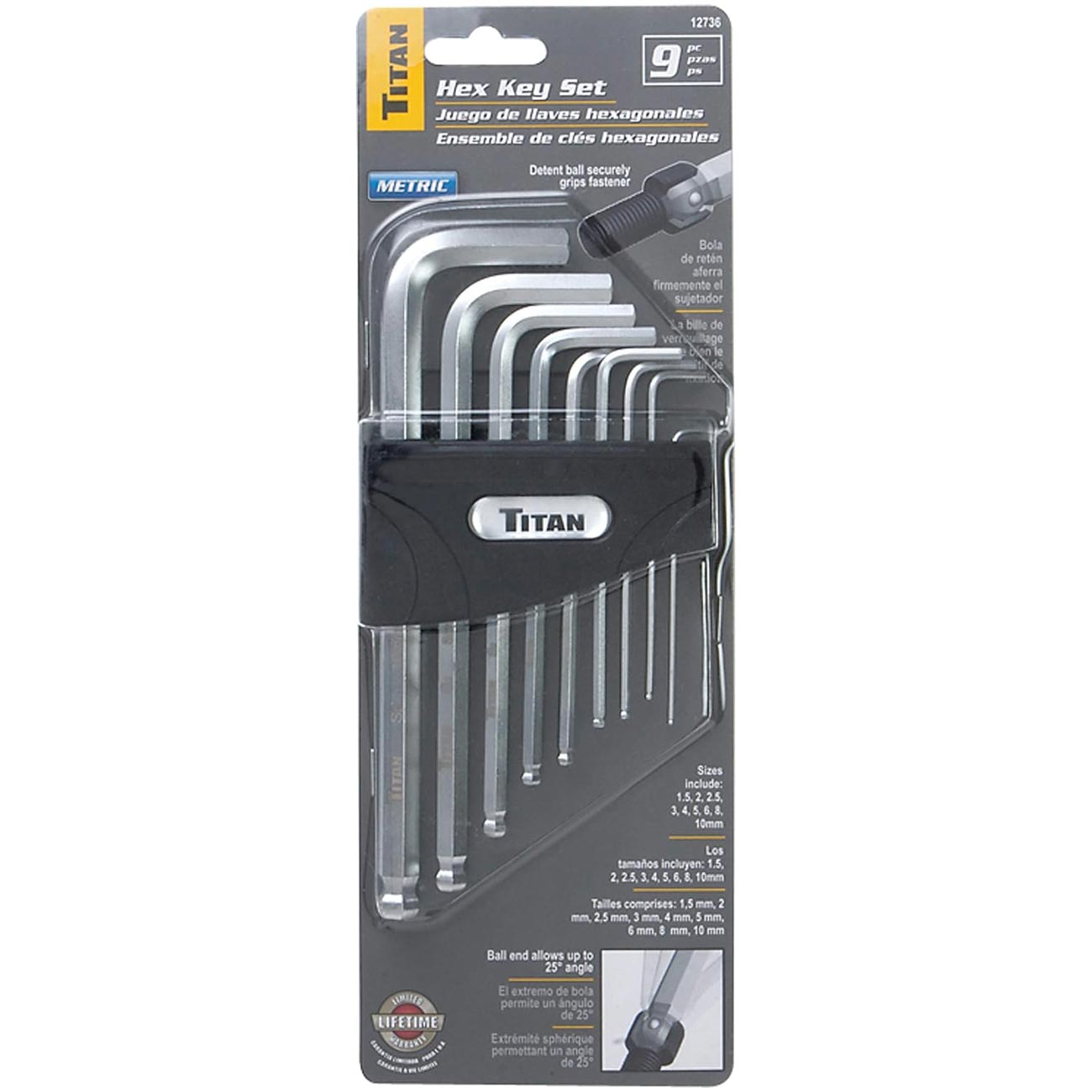 Titan Metric Detent Ball Hex Key Set (9 Piece Set)