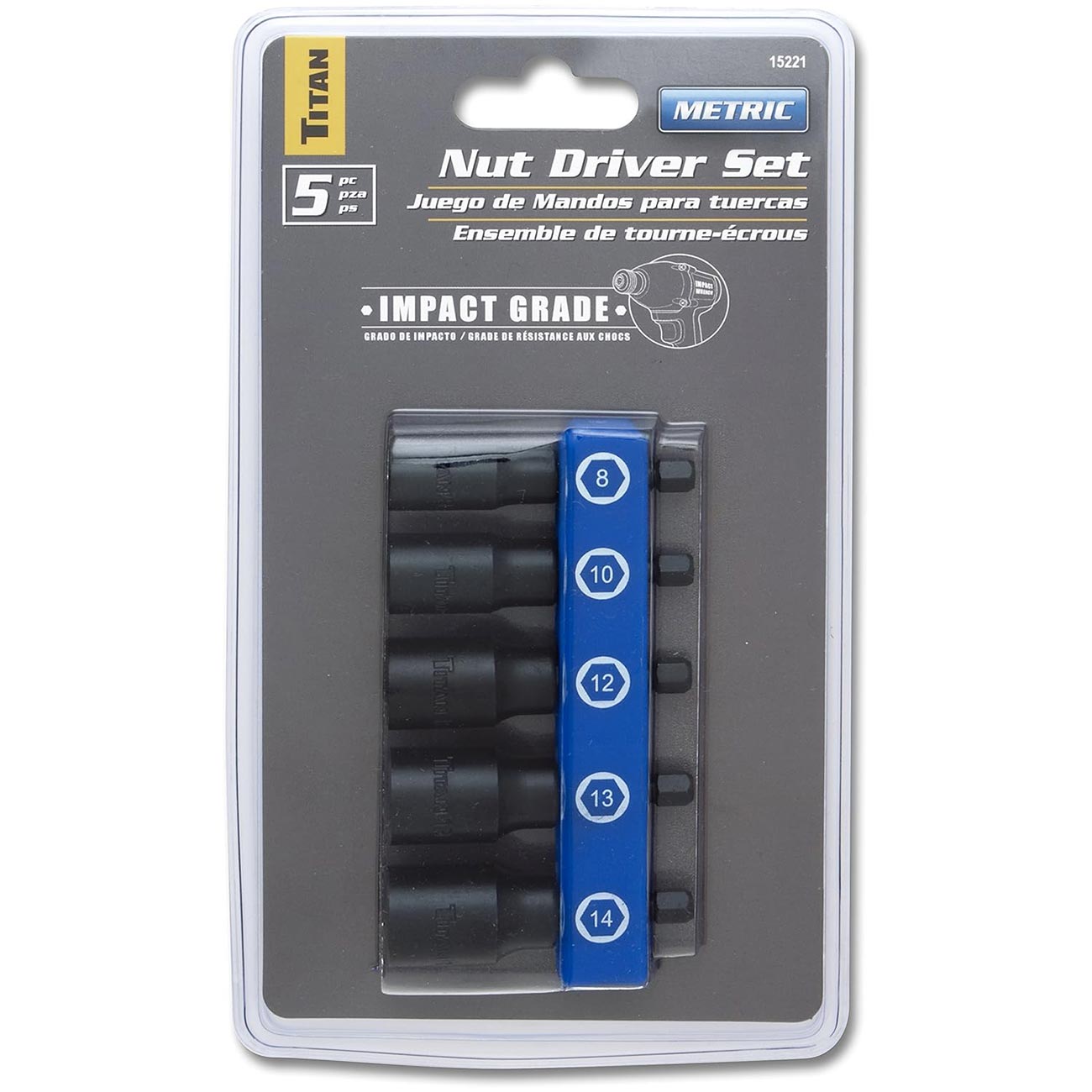 Titan Metric Impact Nut Driver Set (5 Piece Set)