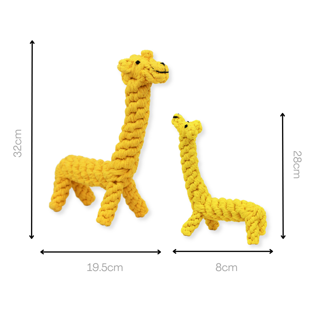 Joy the Giraffe Rope Toy by Knotty Pawz
