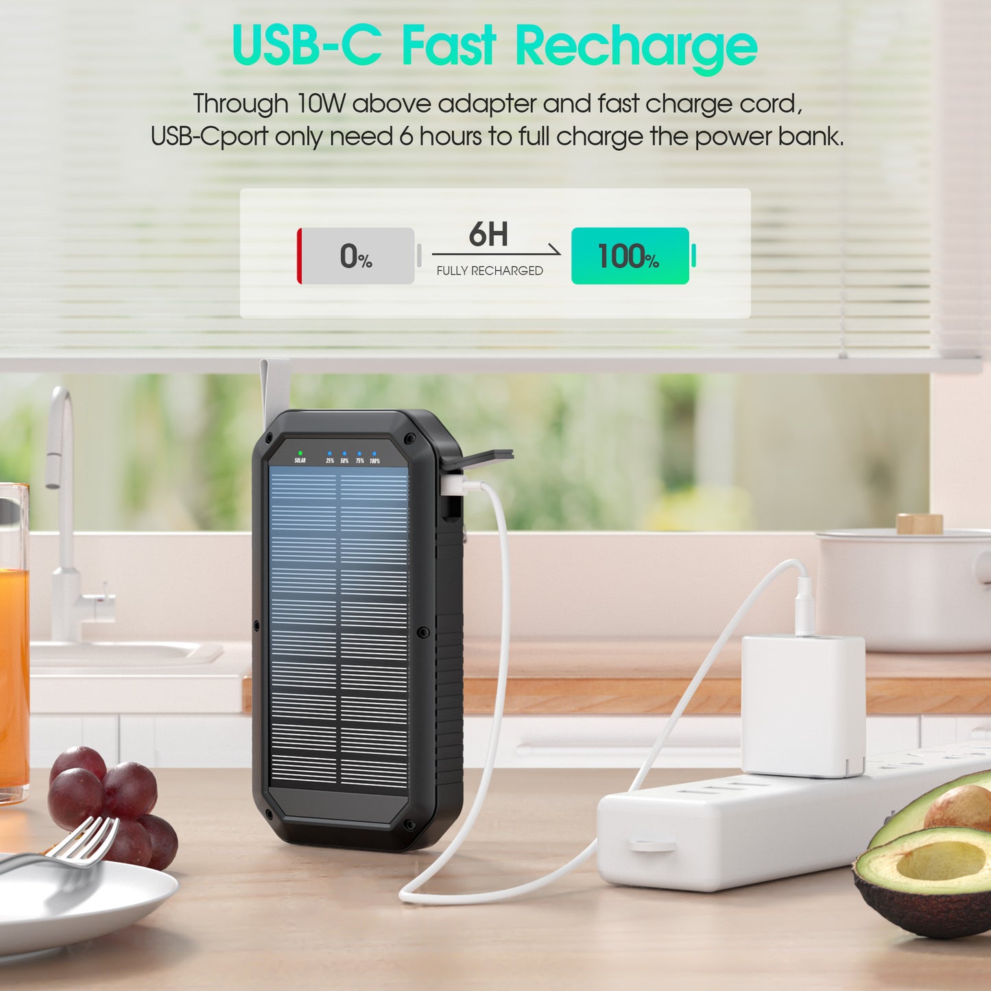 3USB-A Wireless Rechargeable Power Bank With Camping Light