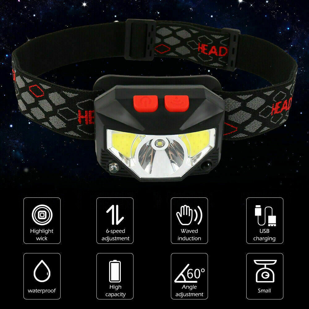 Bright Waterproof USB Rechargeable LED Head Lamp