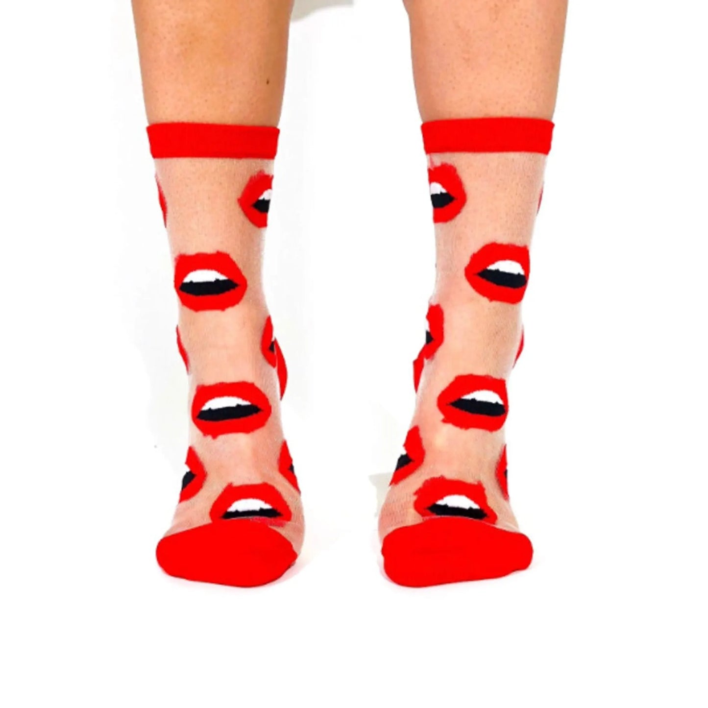 Red Lips Sheer Anklet Socks