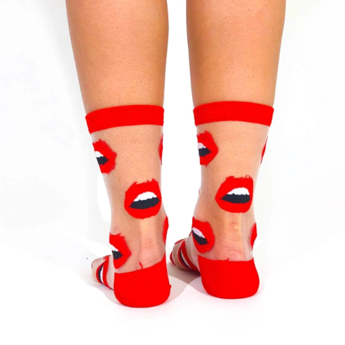 Red Lips Sheer Anklet Socks