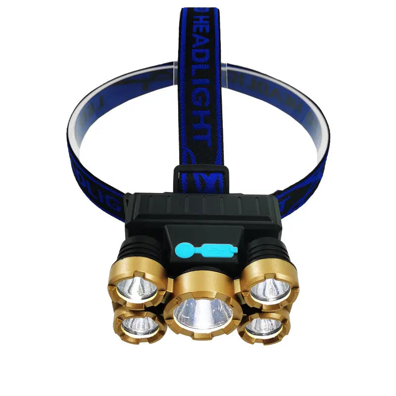 5 LED Headlamp Adjustable Angle with 4 Lighting Modes -USB Rechargeable
