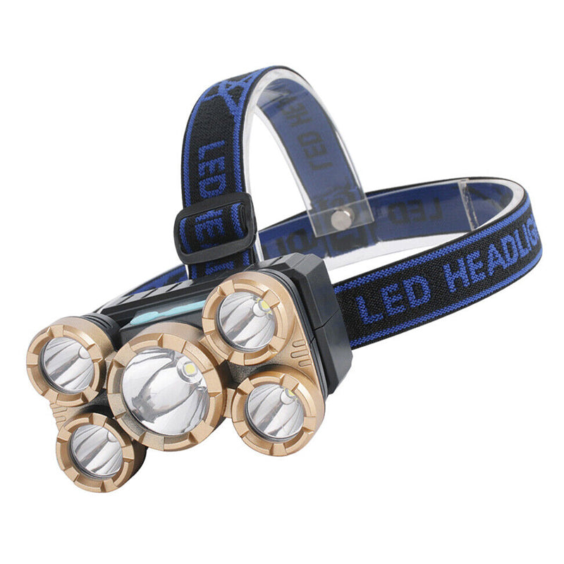 5 LED Headlamp Adjustable Angle with 4 Lighting Modes -USB Rechargeable