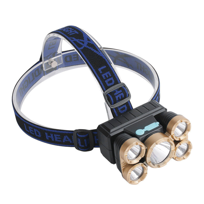 5 LED Headlamp Adjustable Angle with 4 Lighting Modes -USB Rechargeable