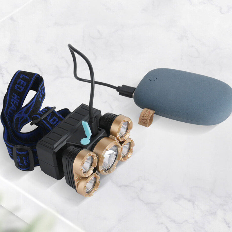 5 LED Headlamp Adjustable Angle with 4 Lighting Modes -USB Rechargeable
