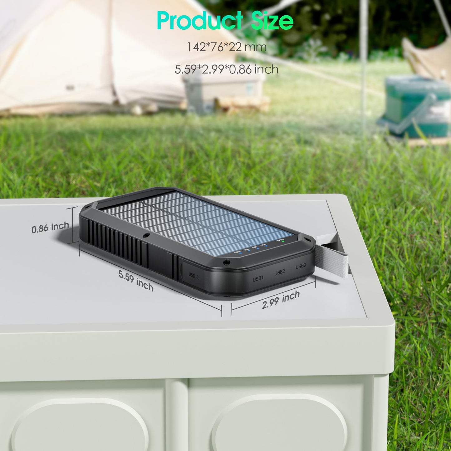 3USB-A Wireless Rechargeable Power Bank With Camping Light