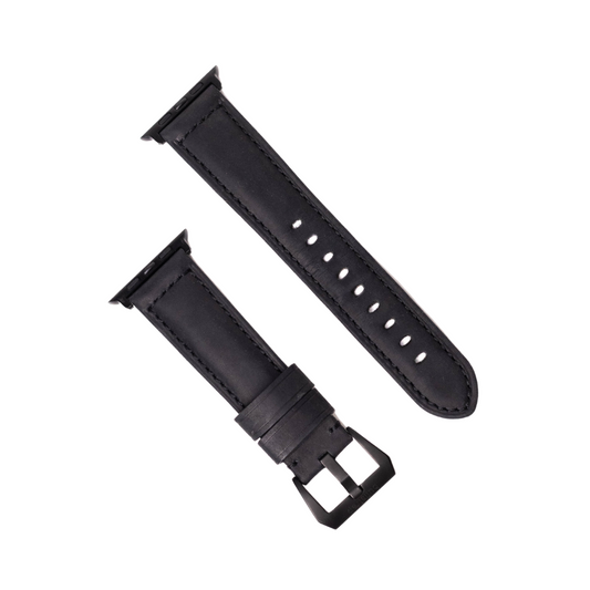 Leather Apple Watch Strap - Matte Black by Bullstrap