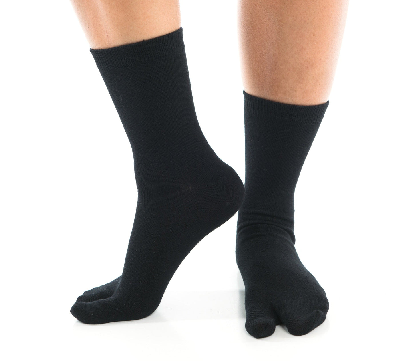 1 Pair - V-Toe Flip Flop Tabi Socks - Black, White, Khaki or Grey Solid by V-Toe Socks, Inc