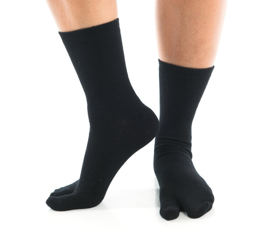1 Pair - V-Toe Flip Flop Tabi Socks - Black, White, Khaki or Grey Solid by V-Toe Socks, Inc