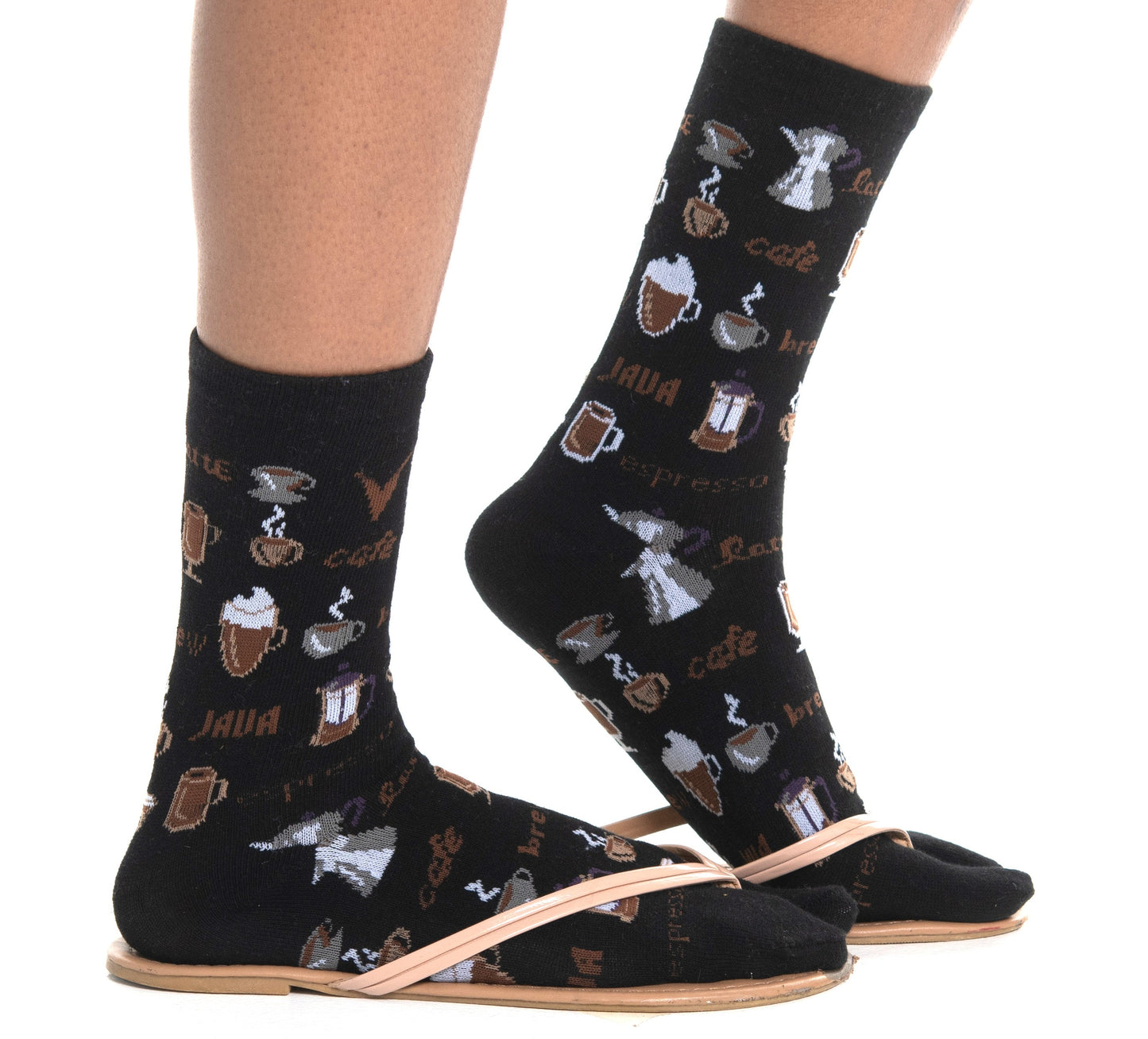 1 Pair - V-Toe Flip Flop Tabi Socks - Coffee Carafe by V-Toe Socks, Inc
