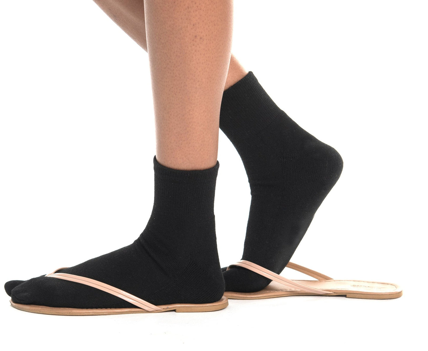 V-Toe Flip-Flop Socks Brand 3 Pairs Thicker Mini Crew - Black, White, Grey Solids by V-Toe Socks, Inc