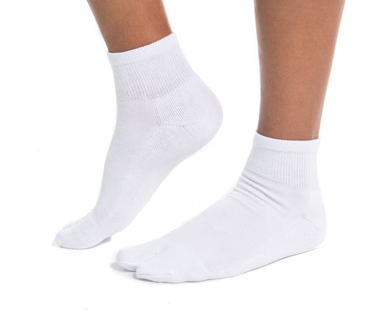 Mini-Crew - V-Toe Thicker Flip-Flop Tabi Socks Athletic or Casual White Cotton Blend Comfortable Stylish by V-Toe Socks, Inc