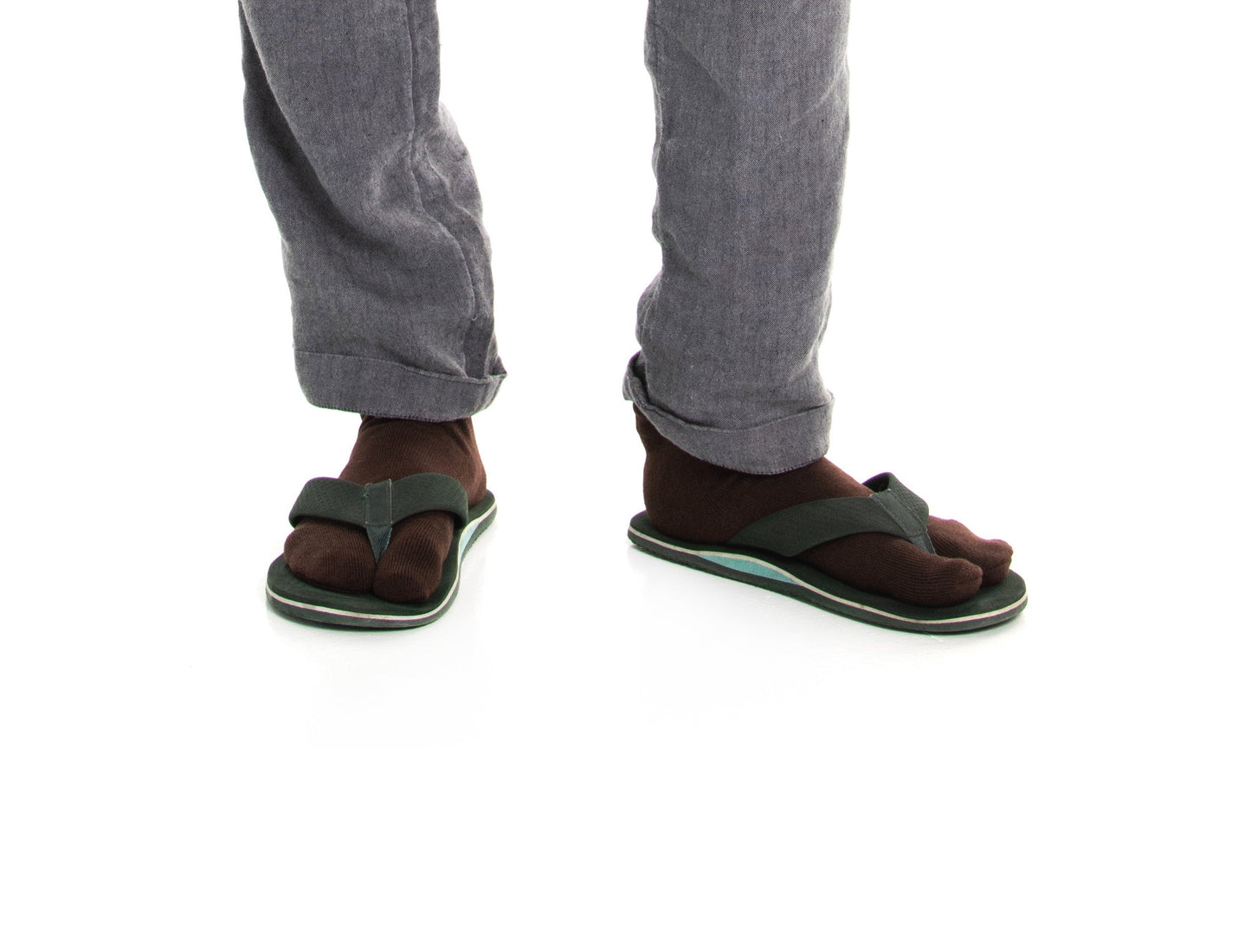 V-Toe Split Toe Ankle Tabi 3 Pairs Thicker Warm Styles Athletic or Casual - Brown by V-Toe Socks, Inc