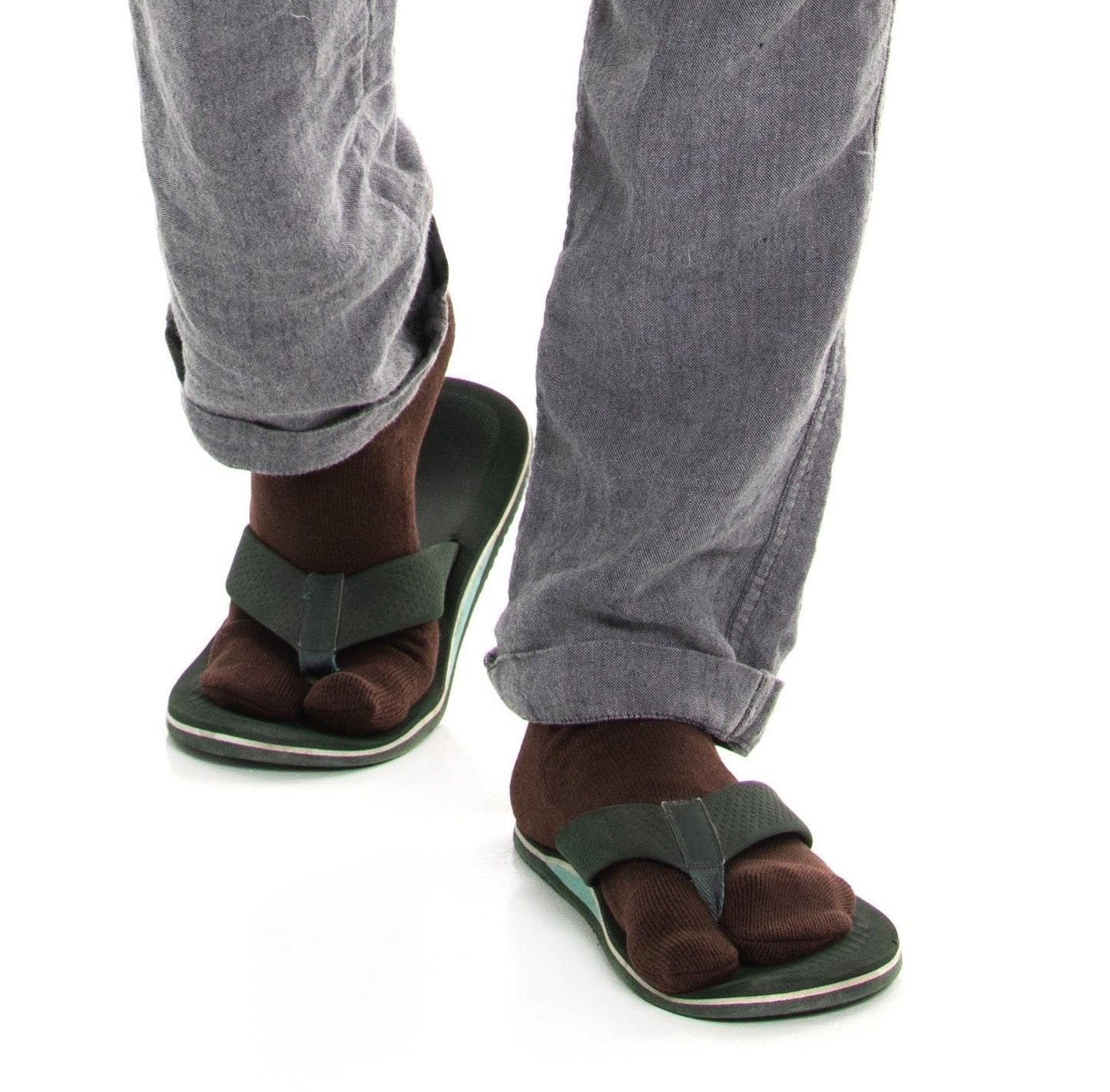 V-Toe Split Toe Ankle Tabi 3 Pairs Thicker Warm Styles Athletic or Casual - Brown by V-Toe Socks, Inc