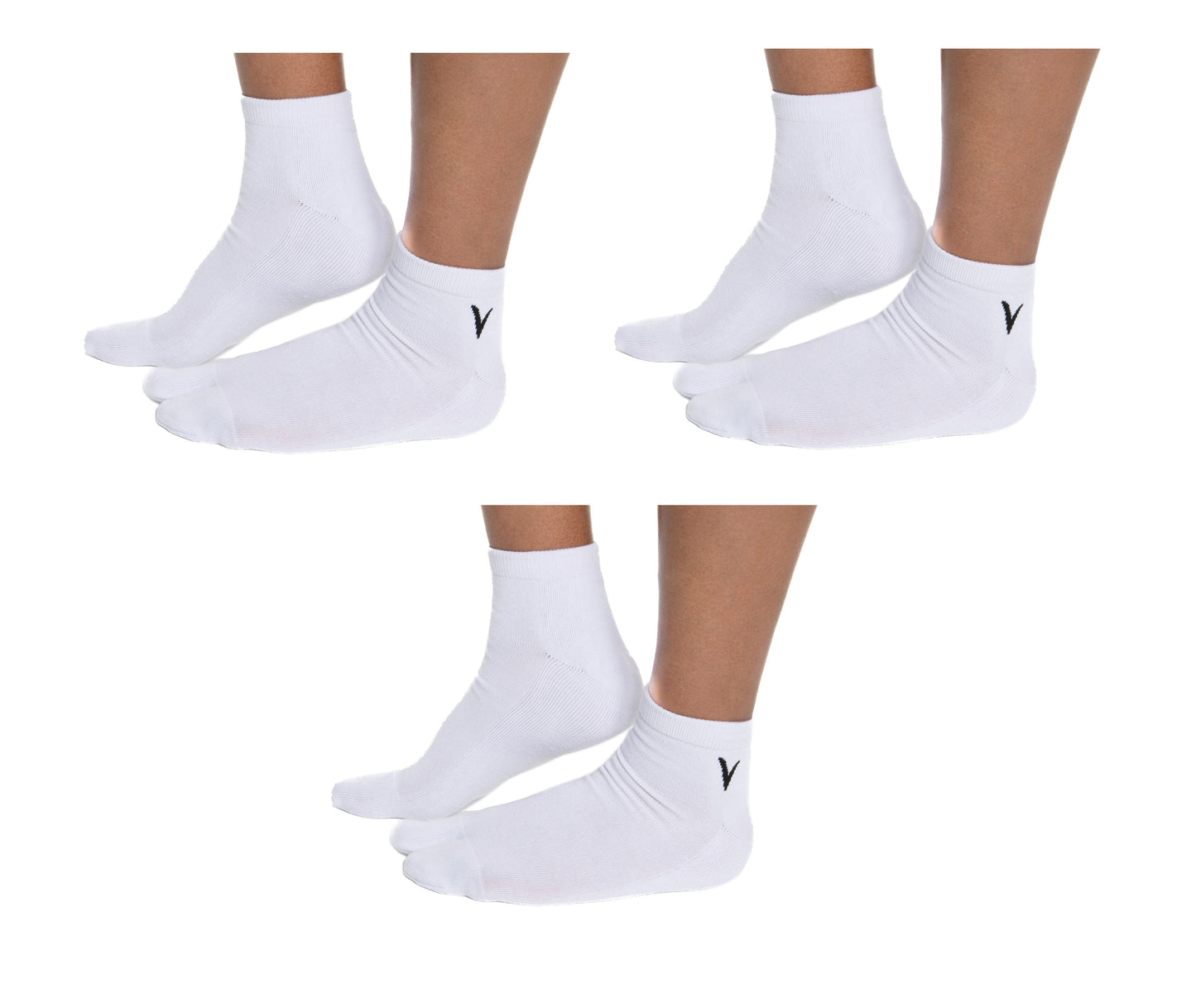 V-Toe Flip-Flop Socks Ankle Tabi 3 Pairs Thicker Comfy Warm Styles White Casual or Athletic by V-Toe Socks, Inc