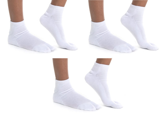 V-Toe Flip-Flop Socks Ankle Tabi 3 Pairs Thicker Comfy Warm Styles White Casual or Athletic by V-Toe Socks, Inc