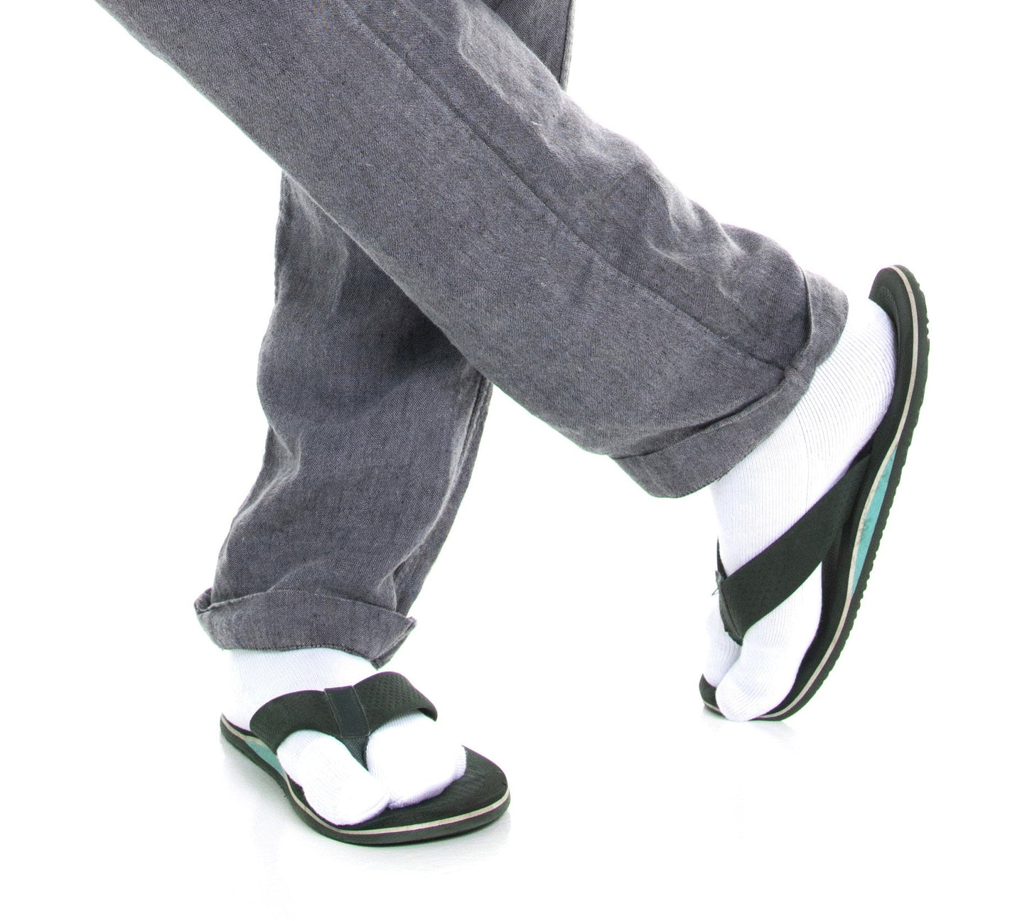 V-Toe Flip-Flop Socks Brand 3 Pairs Thicker Mini Crew - Black, White, Grey Solids by V-Toe Socks, Inc