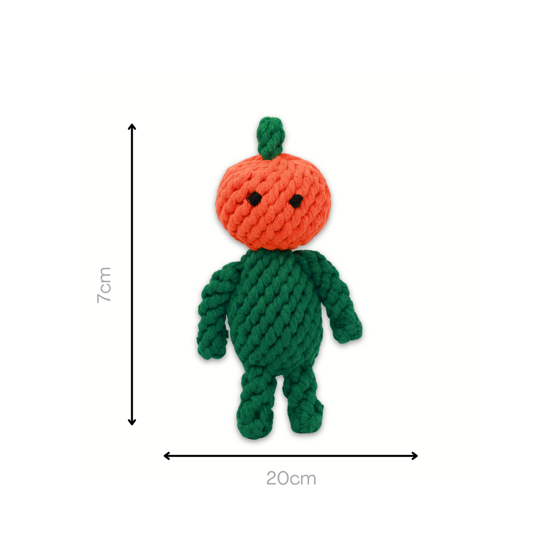 Adam the Pumpkin Baby Rope Toy by Knotty Pawz