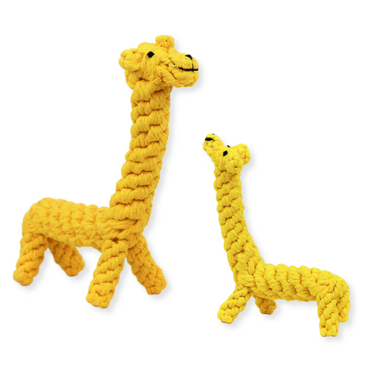 Joy the Giraffe Rope Toy by Knotty Pawz
