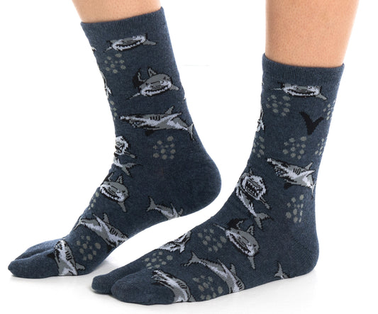 1 Pair - V-Toe Flip Flop Tabi Socks - Grey Sharks by V-Toe Socks, Inc