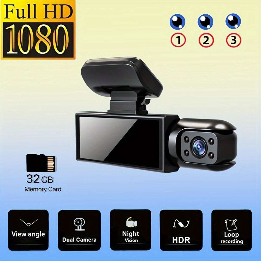 Dash Cam M8 With 32G Memory Card, Self-driving Commuting Full Scene Adaptation, Car Owners Must-have. Front & Rear View