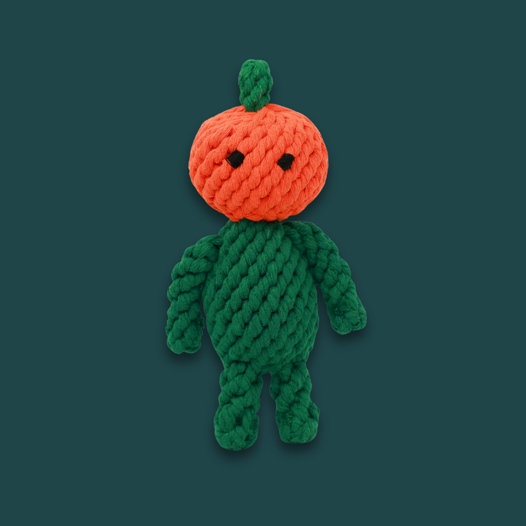 Adam the Pumpkin Baby Rope Toy by Knotty Pawz