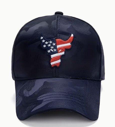 American Flag Bull Camoflauge Baseball Cap - The Hammer Sports