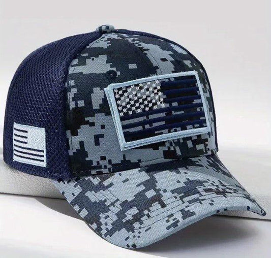 Cammoflage Trucker Hat w/ USA Flag Embroidery - The Hammer Sports